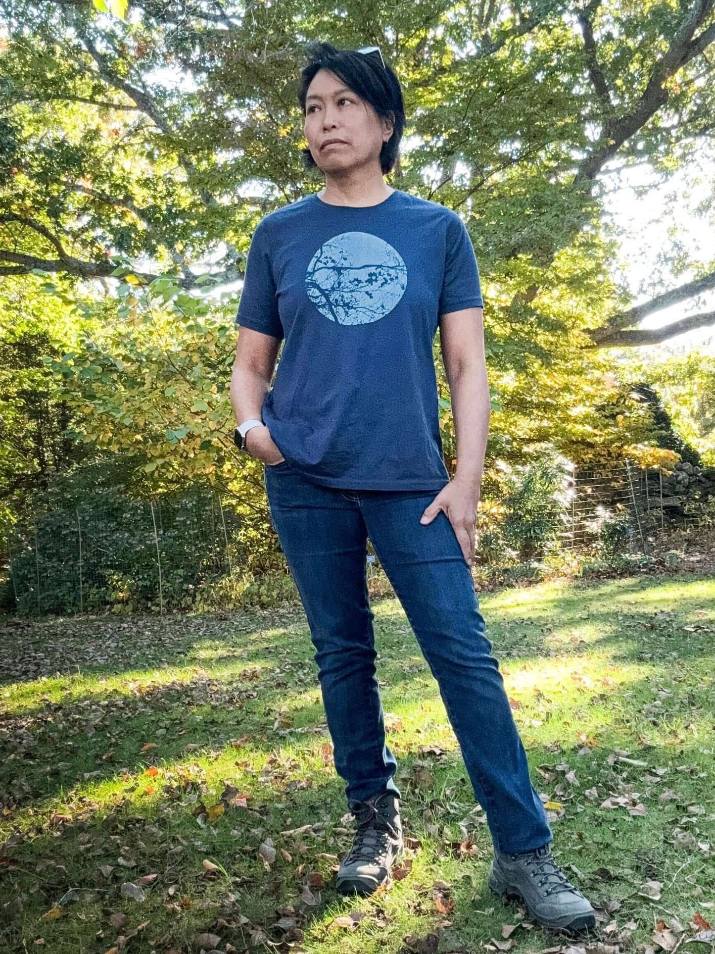 Maple Branches Short Sleeve Tee, Indigo