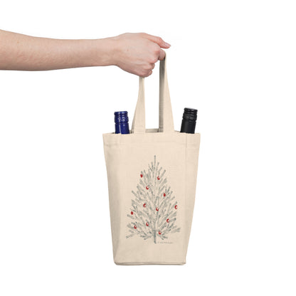 Double Wine Tote Bag, Holiday Pine Tree