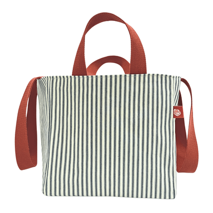 EVERYWAY Market Tote, Classic Stripe Ticking in Indigo 1