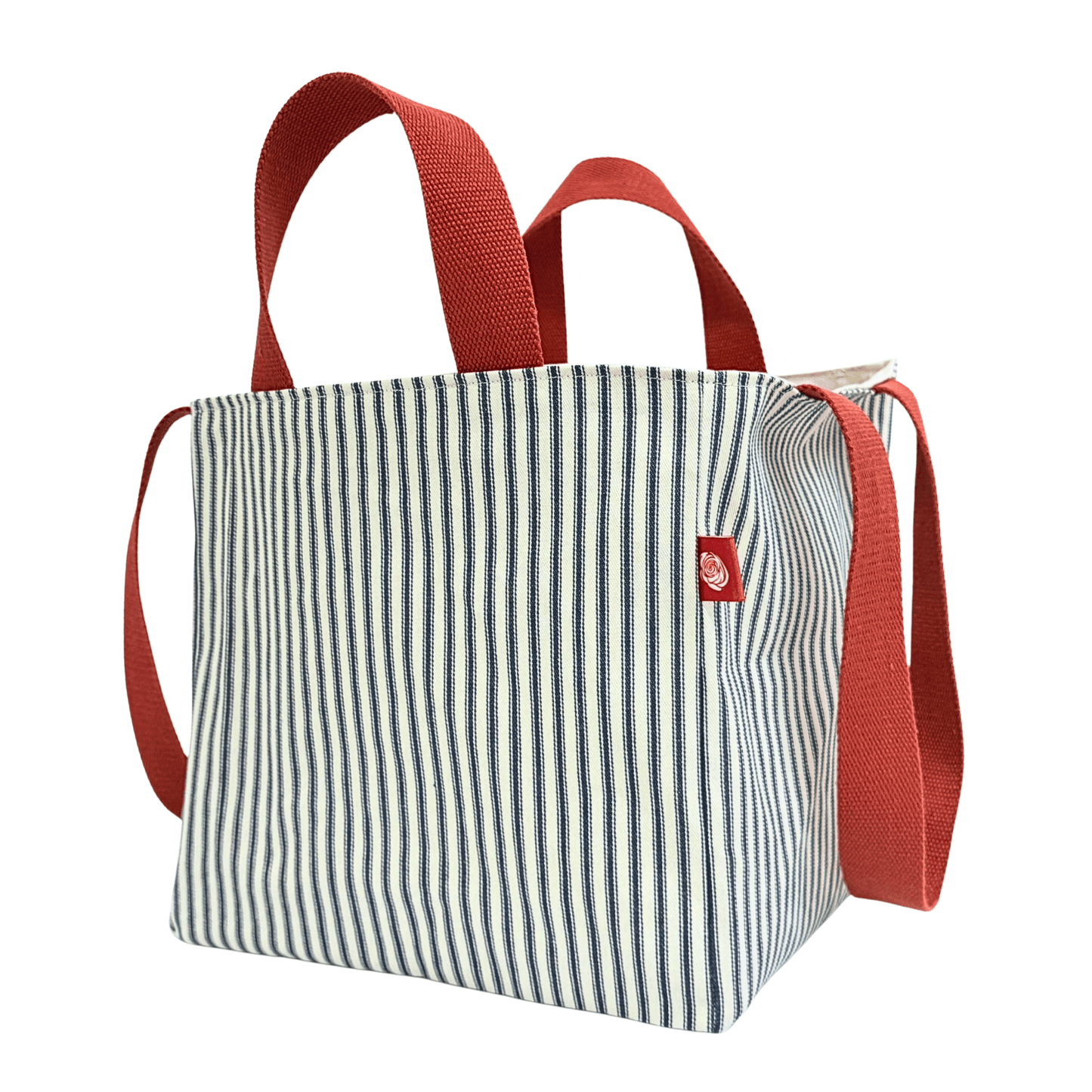 EVERYWAY Market Tote, Classic Stripe Ticking in Indigo 2