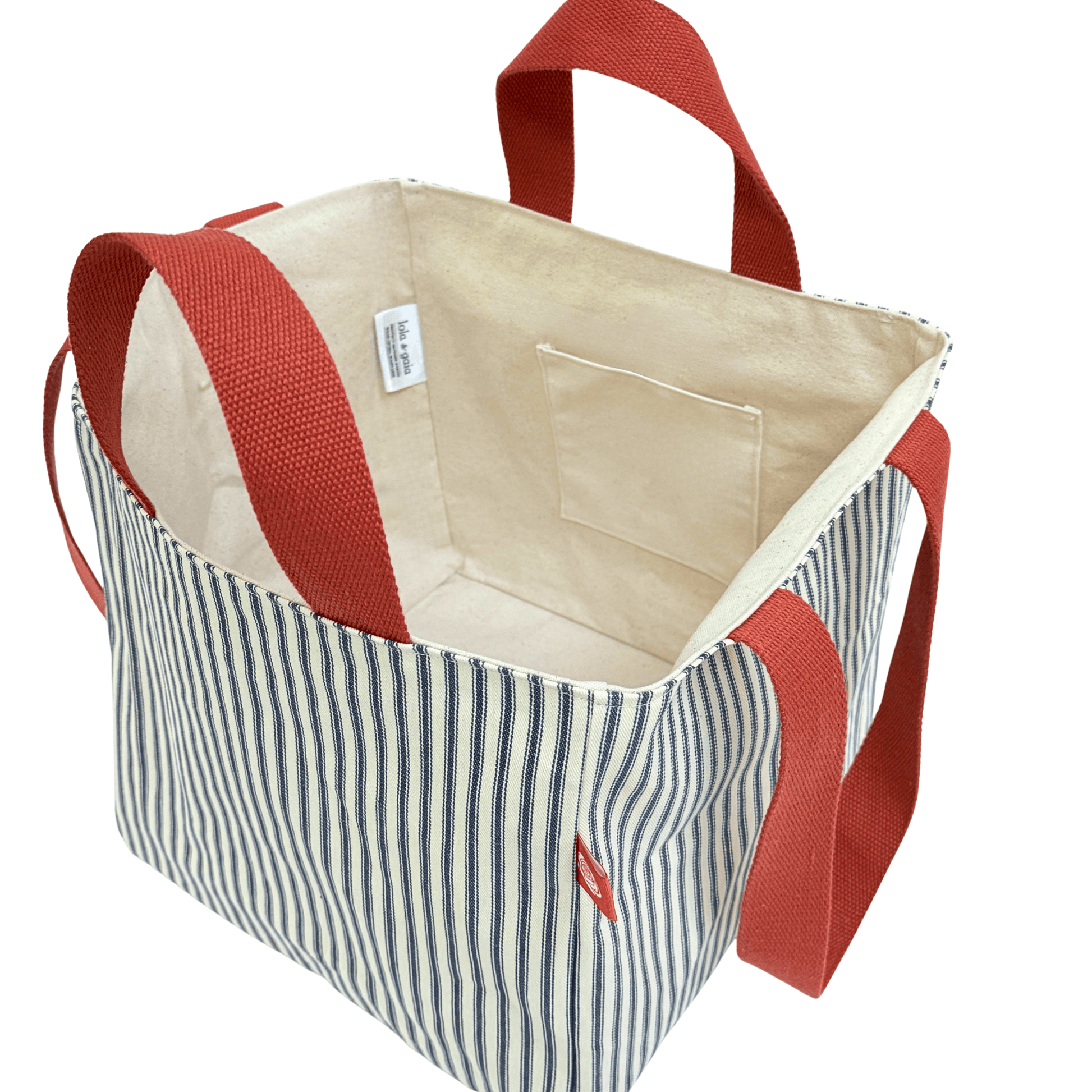 EVERYWAY Market Tote, Classic Stripe Ticking in Indigo 3