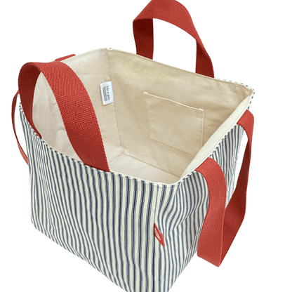 EVERYWAY Market Tote, Classic Stripe Ticking in Indigo 3