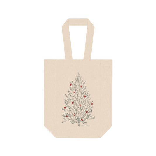 Double Wine Tote Bag, Holiday Pine Tree