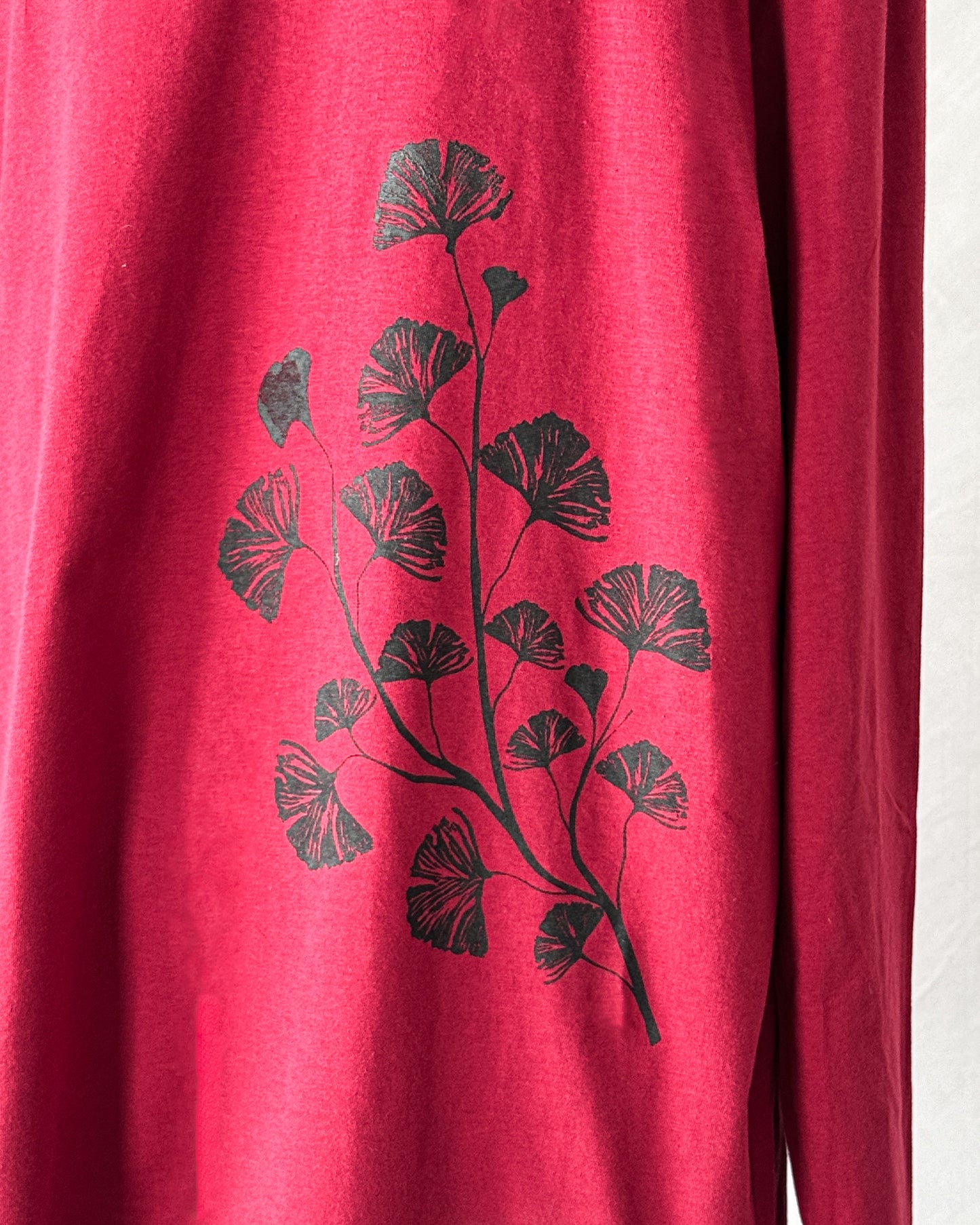 Ginkgo Long Sleeve Tee, Cardinal