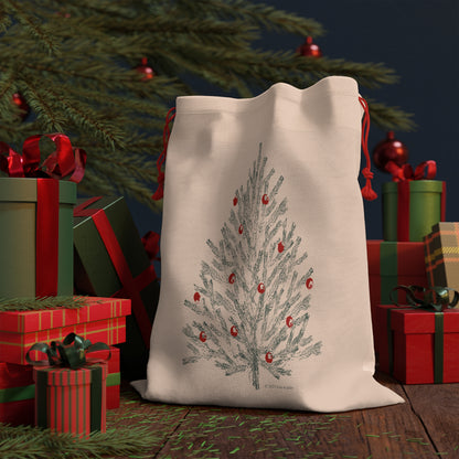 Linen Gift Bag, Holiday Pine Tree