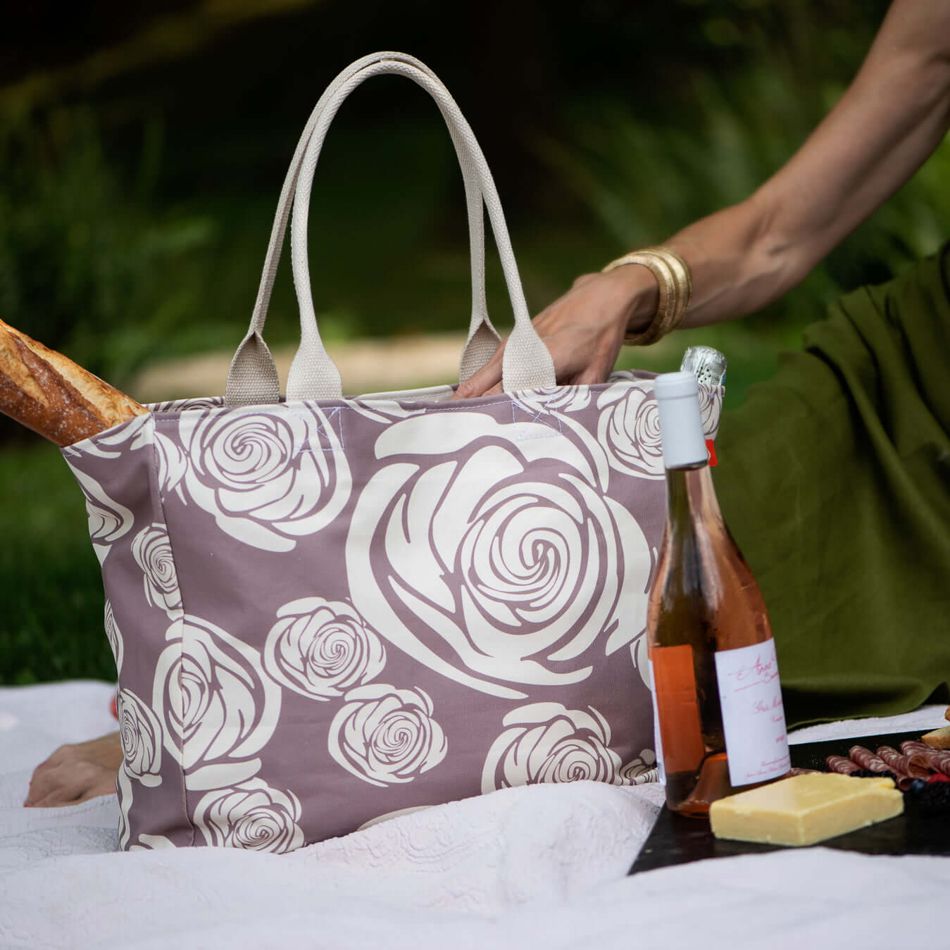 The FOREVER Beach Tote, Rosa Rugosa in Antler