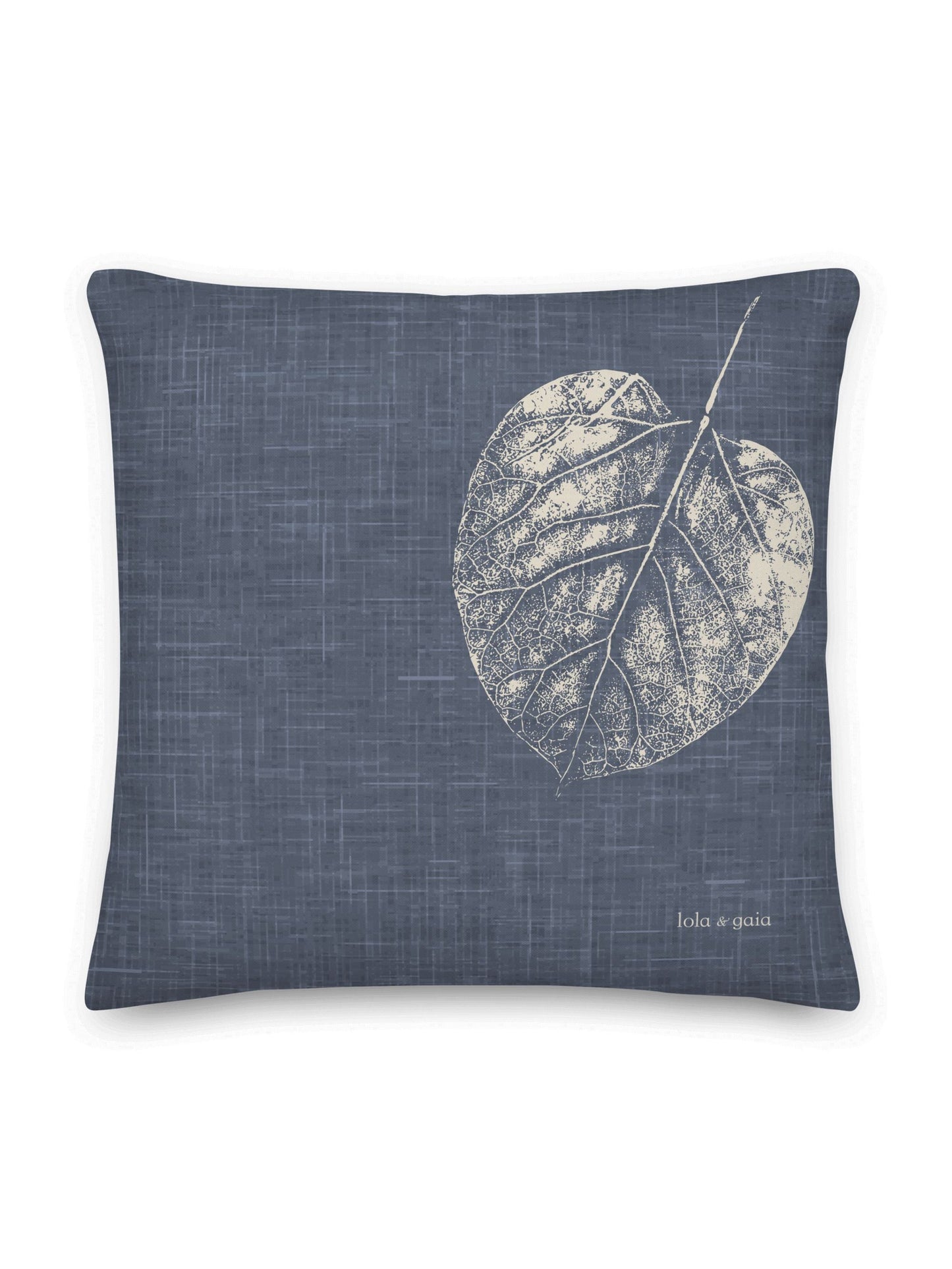 Catalpa Leaf Pillow, Blue Linen