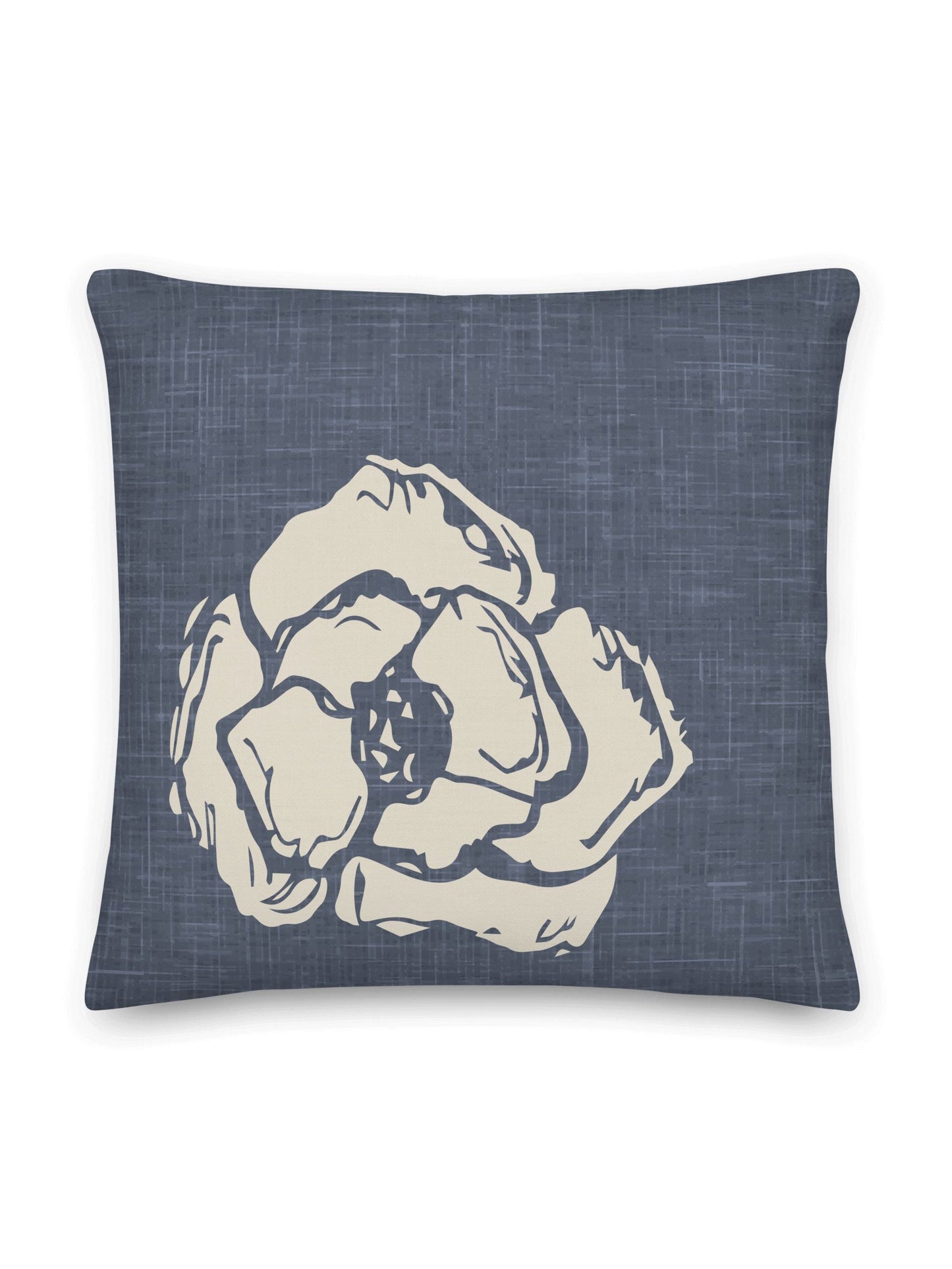 Cherry Blossom Pillow, Blue Linen