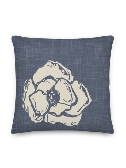 Cherry Blossom Pillow, Blue Linen