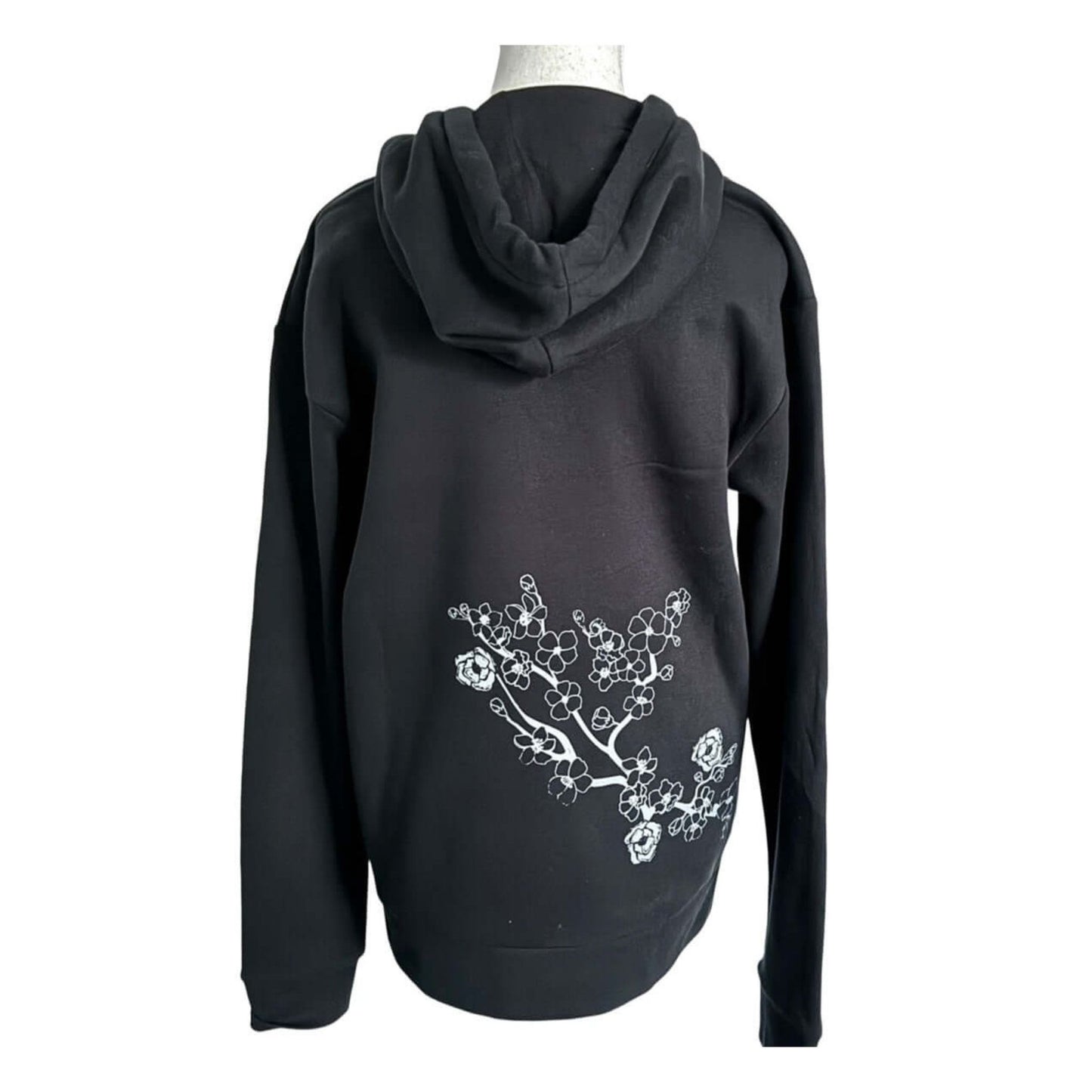 Cherry Blossoms 100% Organic Cotton Pullover Hoodie, Black