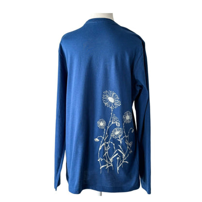 Daisies Long Sleeve Tee, Cool Blue