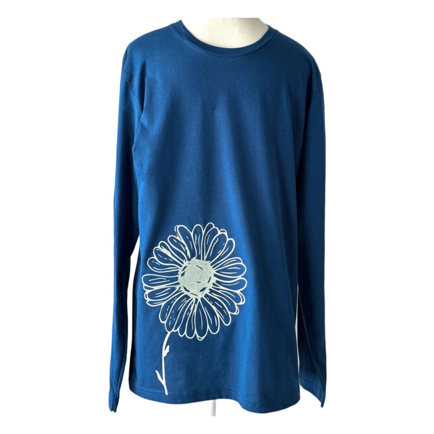 Daisies Long Sleeve Tee, Cool Blue