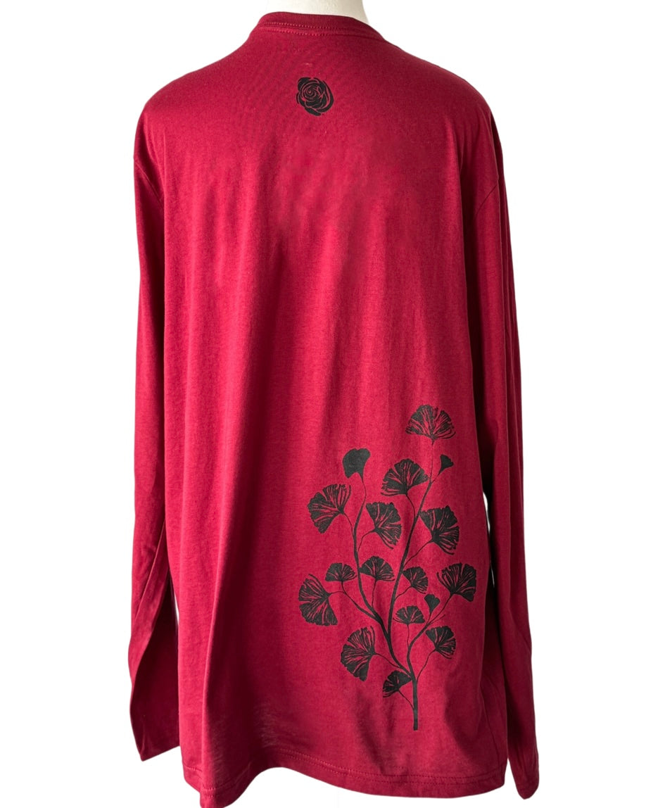 Ginkgo Long Sleeve Tee, Cardinal