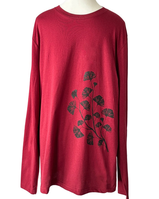 Ginkgo Long Sleeve Tee, Cardinal