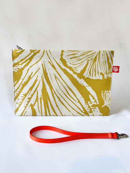 Ginkgo Canvas Clutch, Mustard