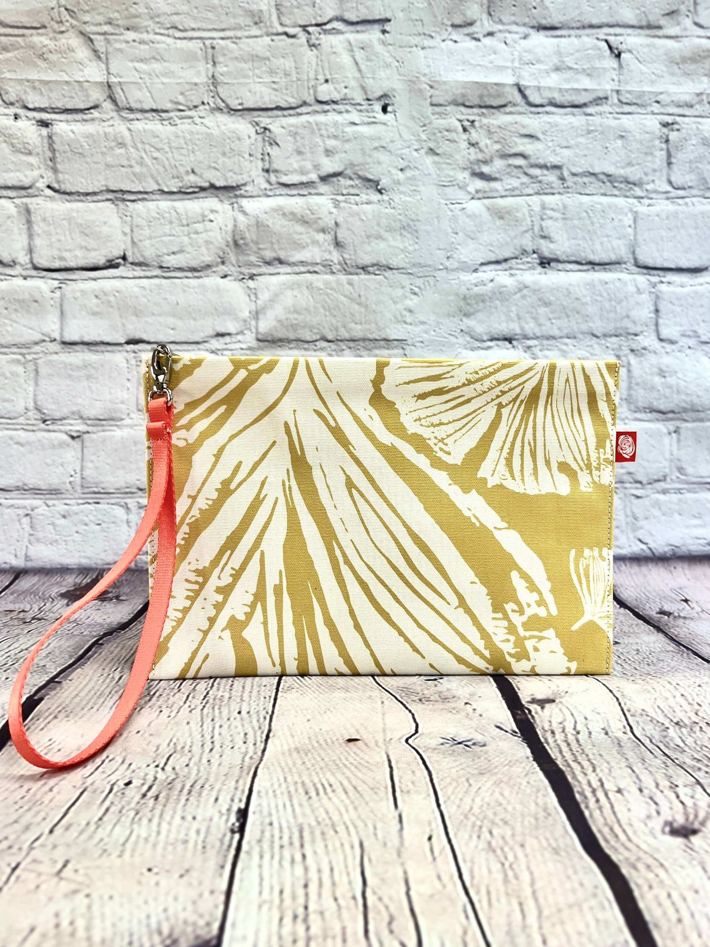 Ginkgo Canvas Clutch, Mustard