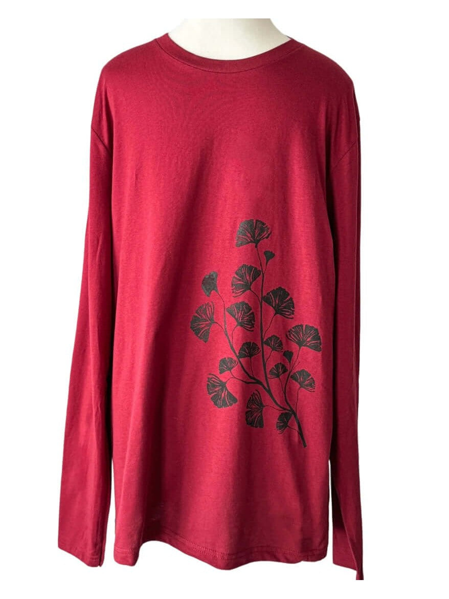 Ginkgo Long Sleeve Tee, Cardinal