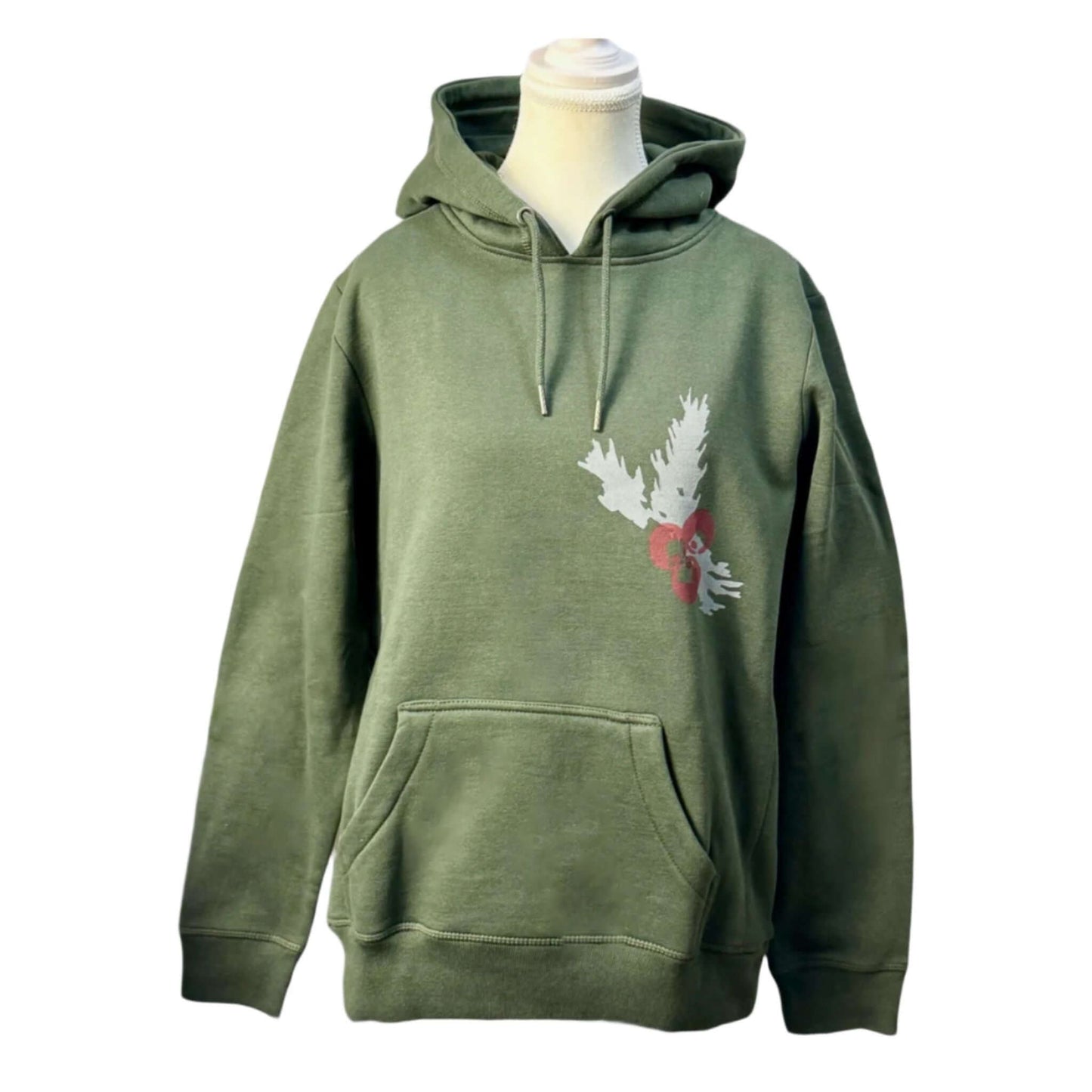 Holiday Pine 100% Organic Cotton Pullover Hoodie, Forest Green 1