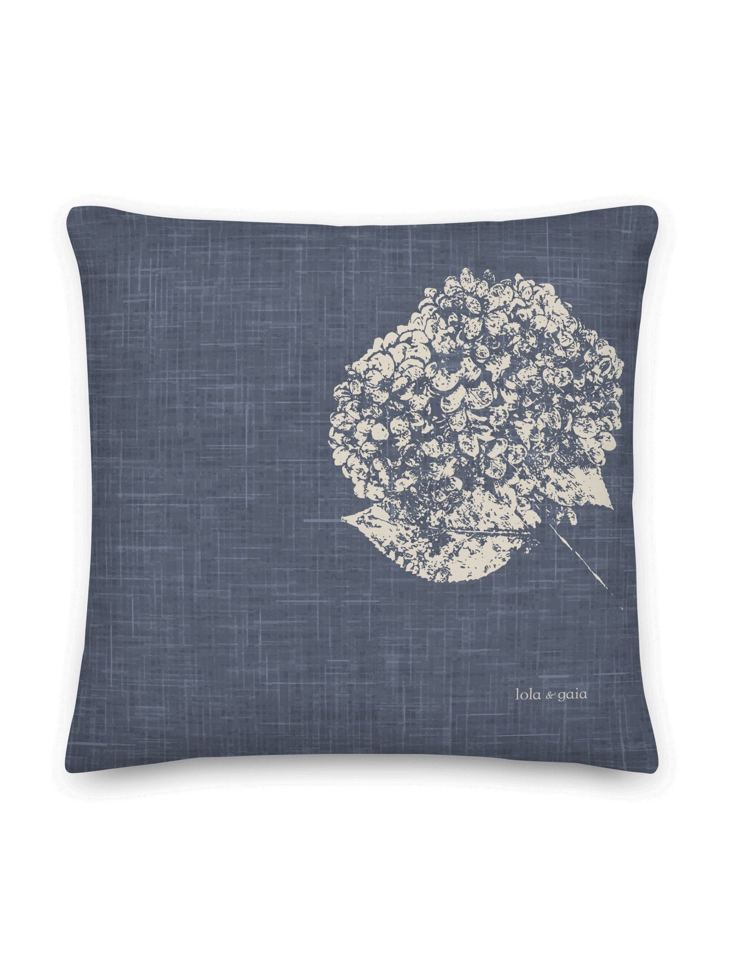 Hydrangea Pillow, Blue Linen