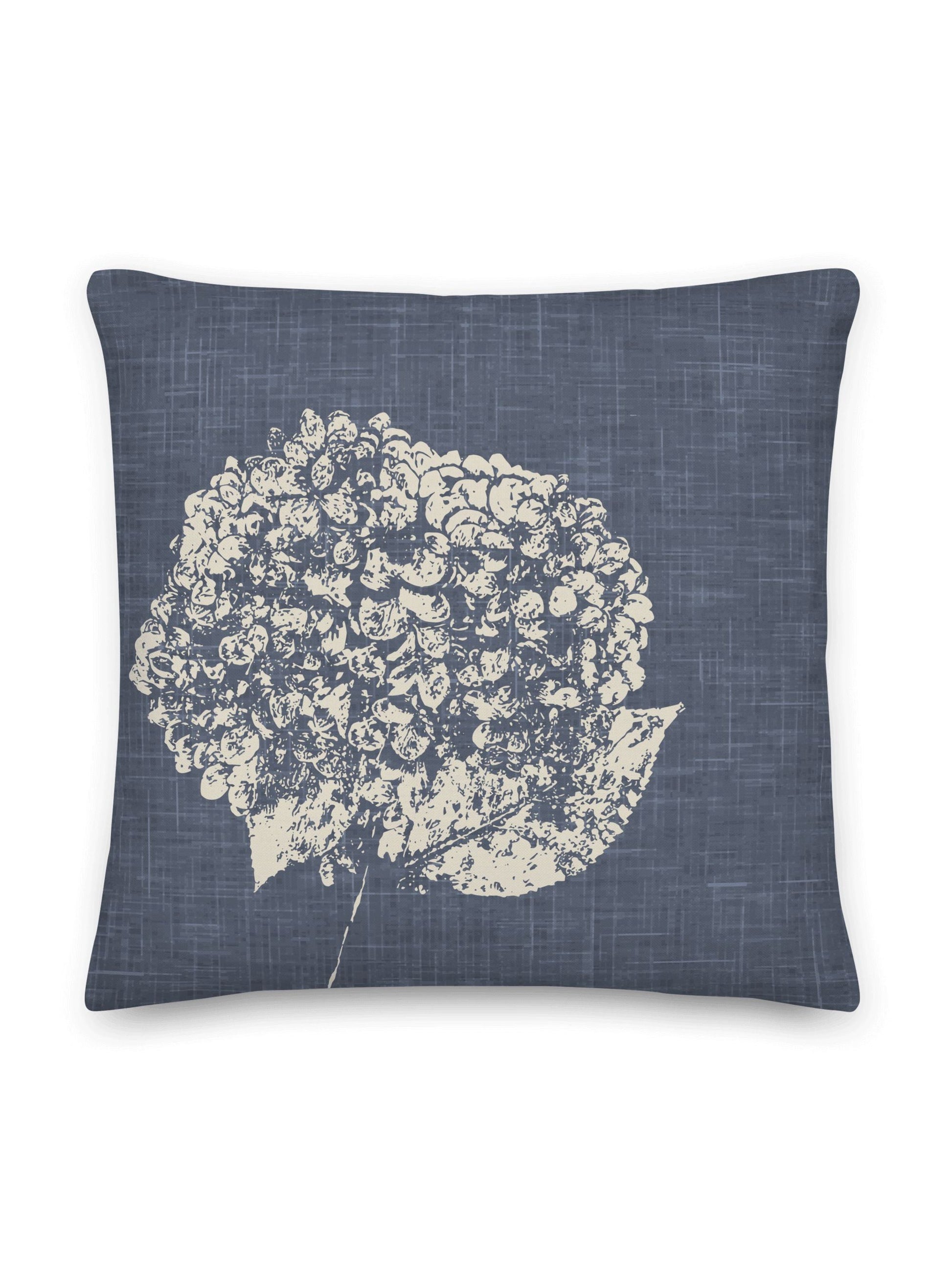 Hydrangea Pillow, Blue Linen