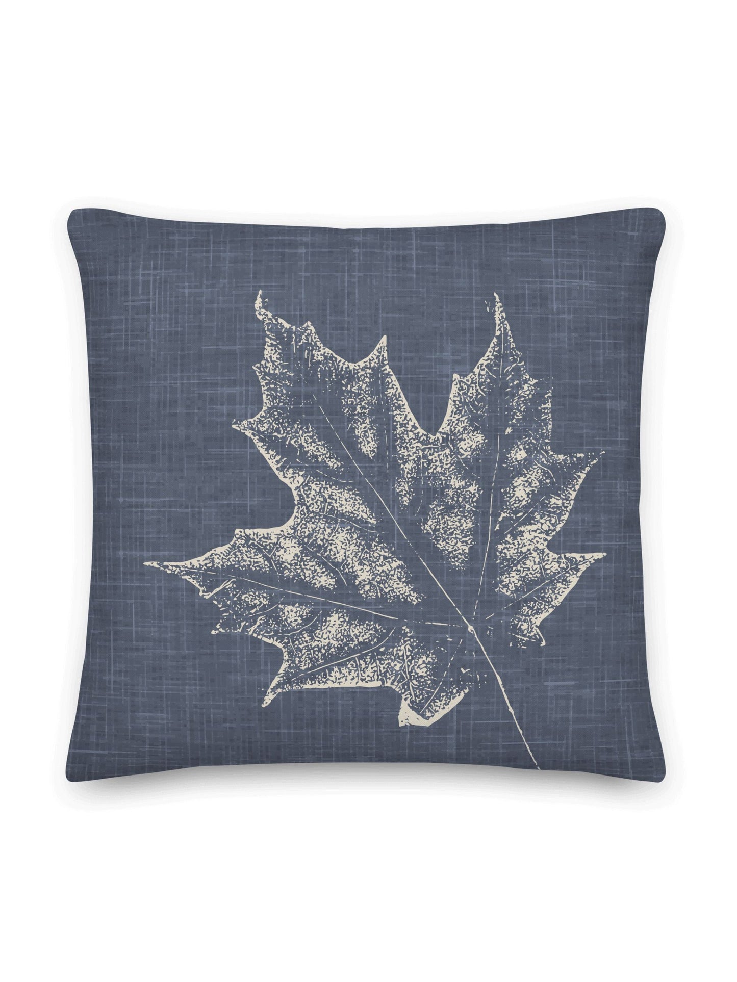 Maple Leaf Pillow, Blue Linen