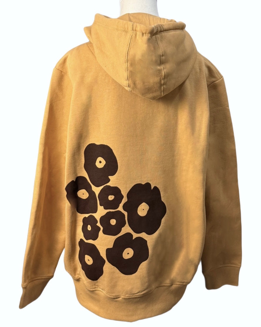 Poppies Organic Cotton Hoodie in Camel back view