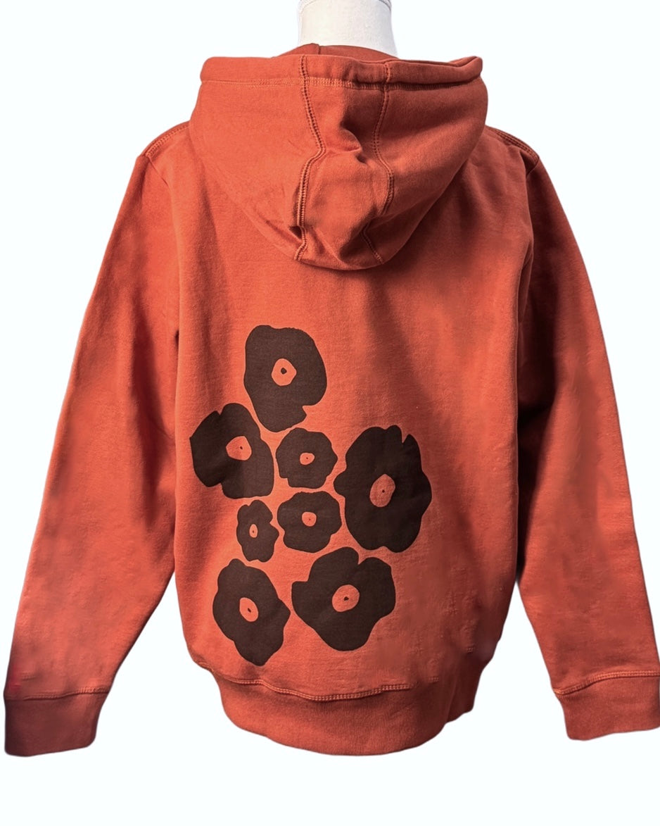 Poppies Organic Cotton Hoodie in Clay back view