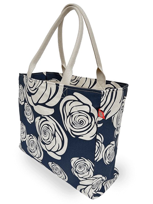 Rosa Rugosa Canvas Tote Bag, Indigo