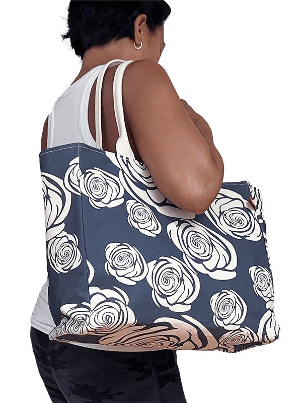 Rosa Rugosa Canvas Tote Bag, Indigo