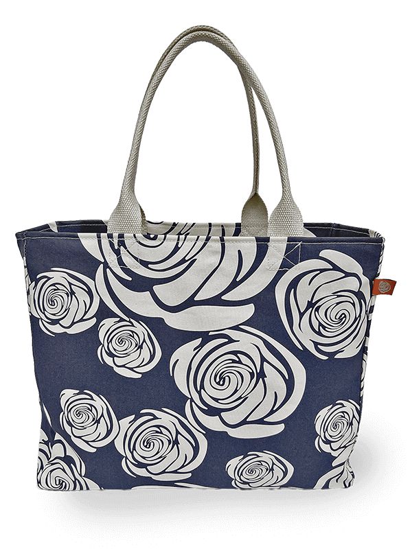 Rosa Rugosa Canvas Tote Bag, Indigo