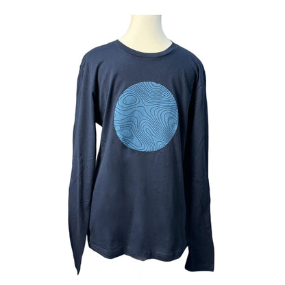 Topo Map Long Sleeve Tee, Midnight Navy