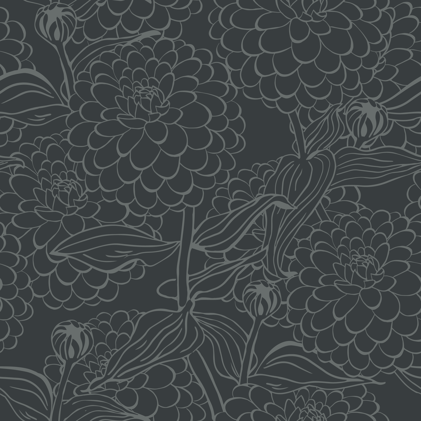 Zinnia Wallpaper, Woodland Gray