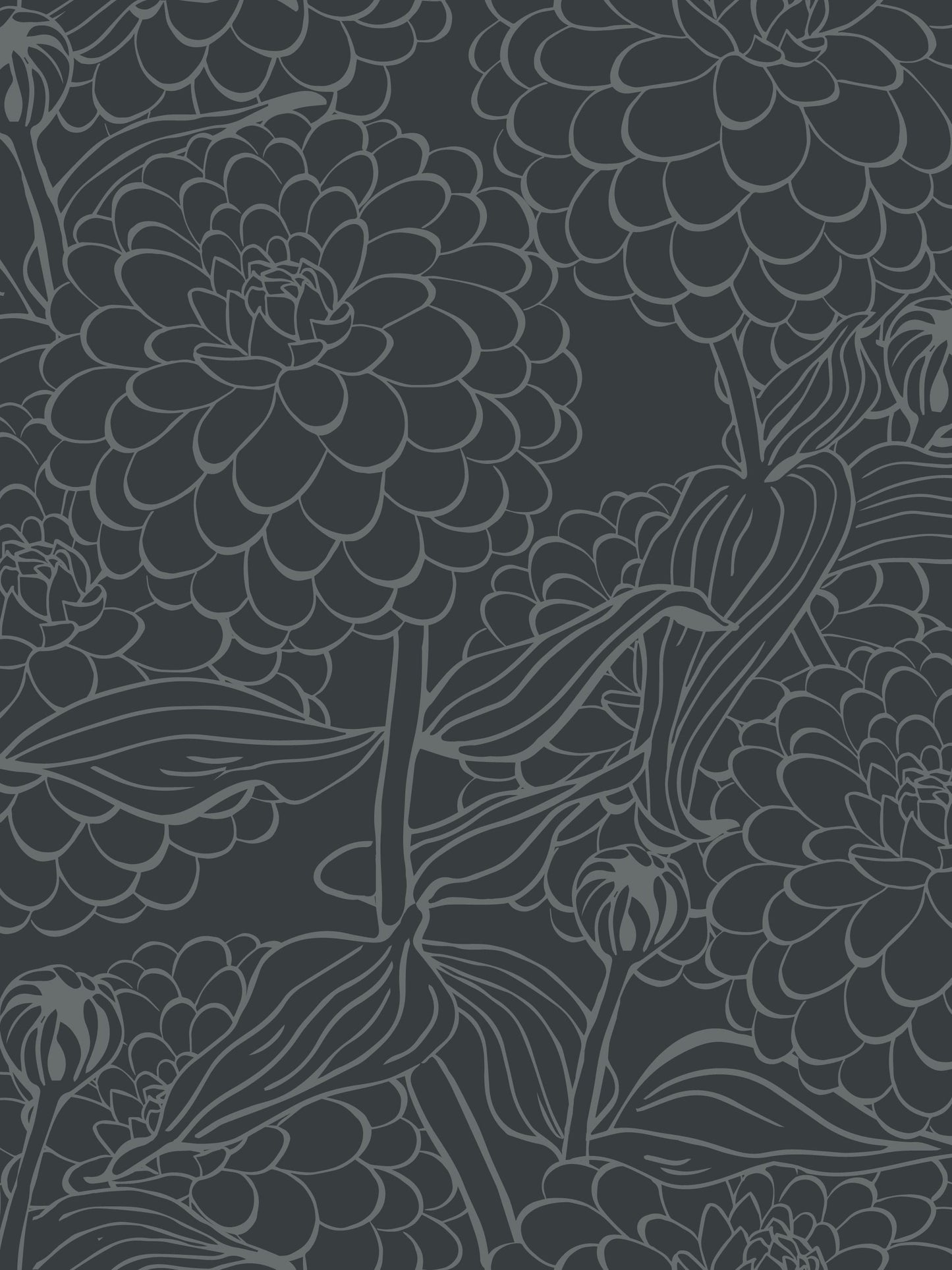 Zinnia Wallpaper, Woodland Gray