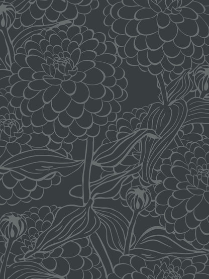 Zinnia Wallpaper, Woodland Gray