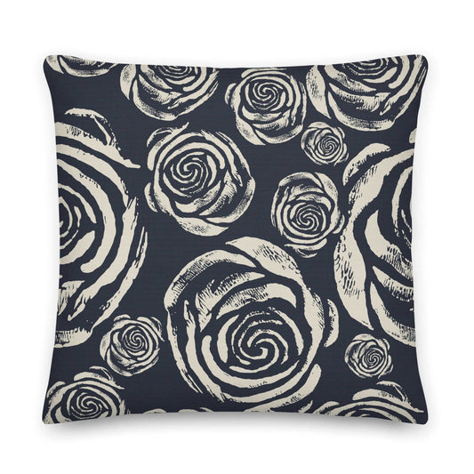 Rustic Rosa Pillow, Blueberry front view