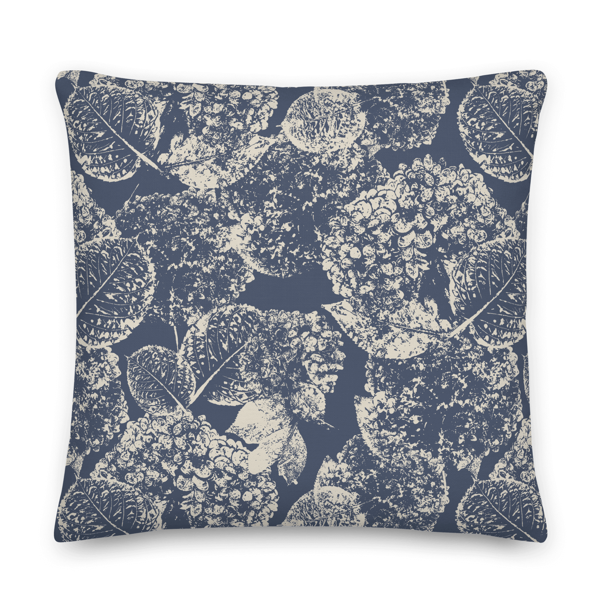 Hydrangea II Pillow, Vintage Indigo front view