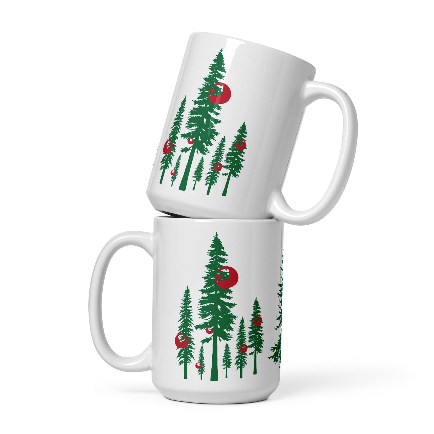 Glossy Mug, Christmas Tree, White, 15 oz