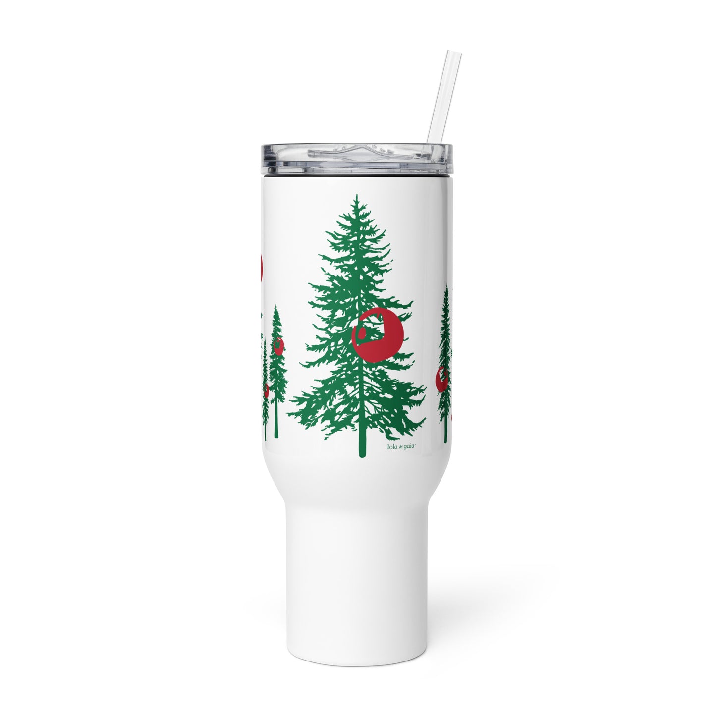 Travel Mug, Christmas Tree, White, 40 oz