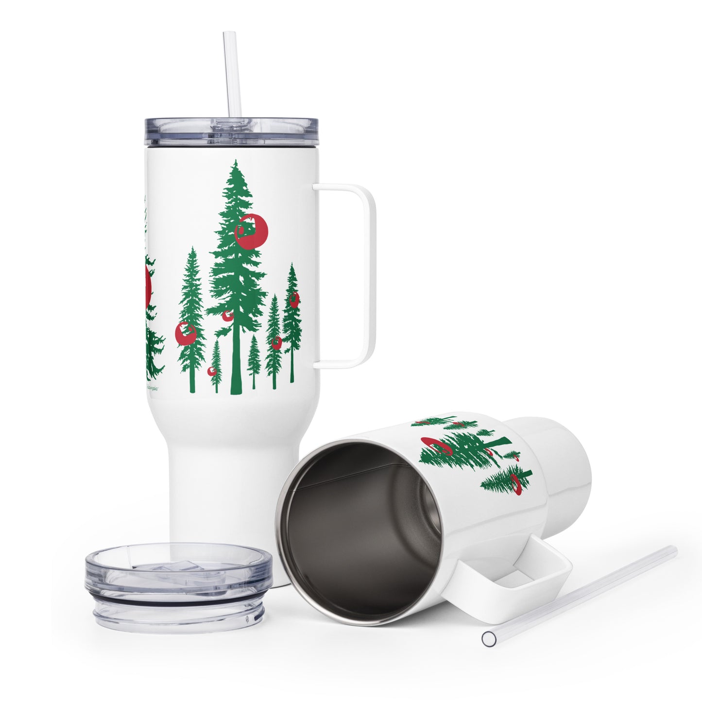 Travel Mug, Christmas Tree, White, 40 oz