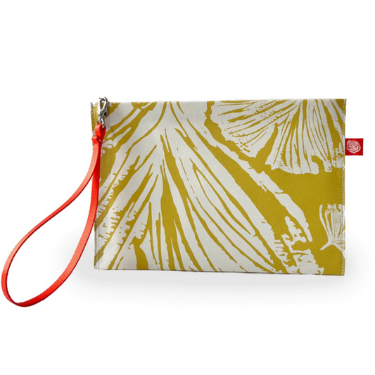 Ginkgo Canvas Clutch, Mustard