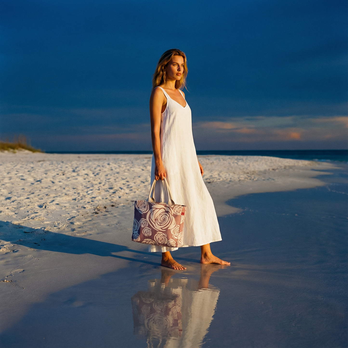 The FOREVER Beach Tote, Rosa Rugosa in Antler