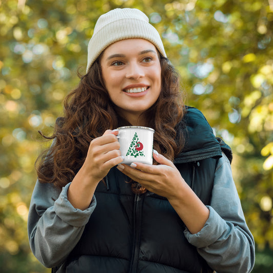 Enamel Mug with Abstract Holiday Pine Tree design, 12 oz, perfect for festive drinks.,Enamel Mug with Abstract Holiday Pine Tree design, 12 oz, perfect for festive drinks.,Lightweight holiday enamel mug with Abstract Holiday Pine Tree artwork.,Nature-inspired 12 oz enamel mug for coffee, tea, or hot cocoa.,Stylish enamel mug with festive Abstract Holiday Pine Tree design, ideal for gifting.