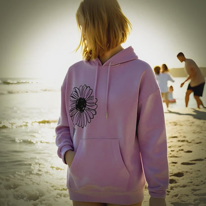 Daisies 100% Organic Cotton Pullover Hoodie, Lavender